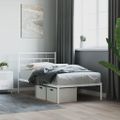 vidaXL Kovový rám postele s čelom biely 90x200 cm