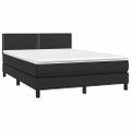vidaXL Boxspring posteľ s matracom a LED čierna 140x200 cm umelá koža