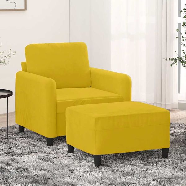 vidaXL Kreslo s podnožkou žlté 60 cm zamat