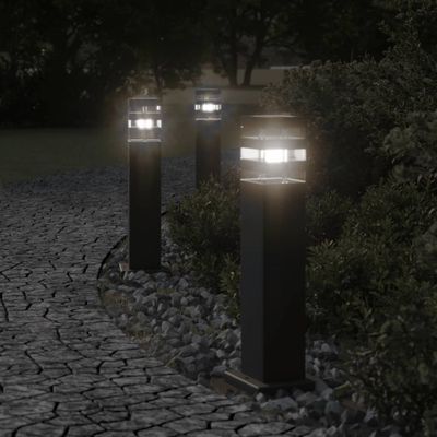 vidaXL Vonkajšie stojace lampy 3 ks čierna 50 cm hliník