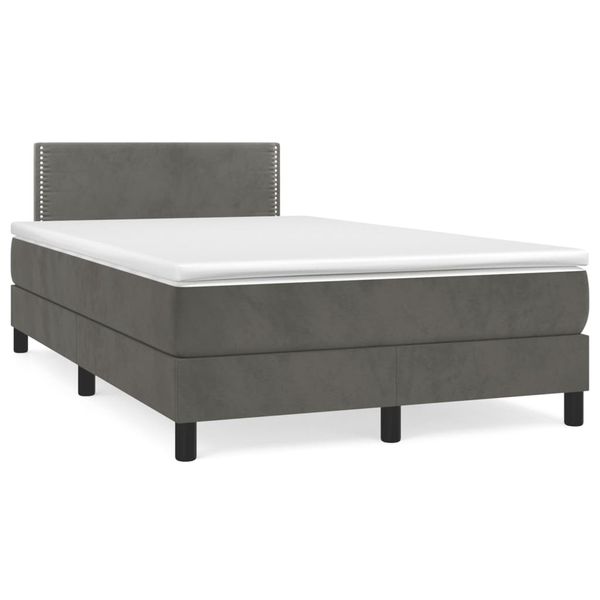 vidaXL Boxspring posteľ s matracom, tmavosivá 120x190 cm, zamat