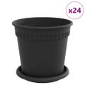 vidaXL Kvetináče 24 ks Čierna Plast
