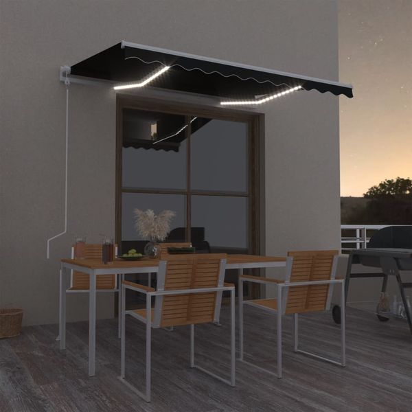 vidaXL Automatická markíza, LED a senzor vetra 300x250 cm, antracitová