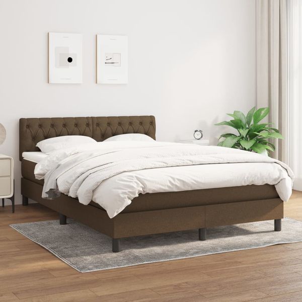 vidaXL Boxspring posteľ s matracom tmavohnedá 140x190 cm látka