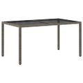 vidaXL Záhradný stôl 150x90x75 cm tvrdené sklo a polyratan sivý