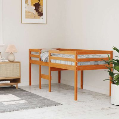 vidaXL Vysoká posteľ vosková hnedá 90x200 cm borovicový masív