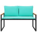 vidaXL lavička s vankúšom Čierna a tyrkysová 115 x 65 x 72 cm Ratan