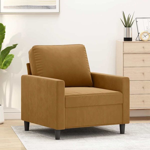 vidaXL Kreslo hnedé 60 cm zamat