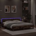 vidaXL Posteľný rám s čelom a LED dymový dub 160x200 cm