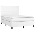 vidaXL Boxspring posteľ s matracom biely 140x190 cm umelá koža