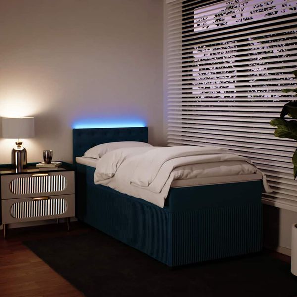 vidaXL Posteľný rám boxsping s matracom modrý 80x200 cm zamat