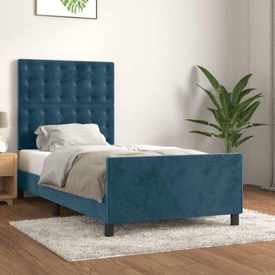 vidaXL Rám postele bez matraca tmavomodrý 90x200 cm zamat