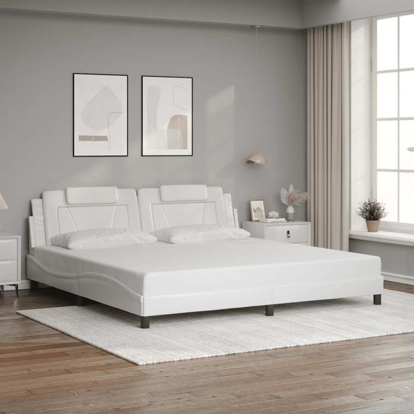 vidaXL Rám postele Viana bez matraca biely 200x200 cm umelá koža