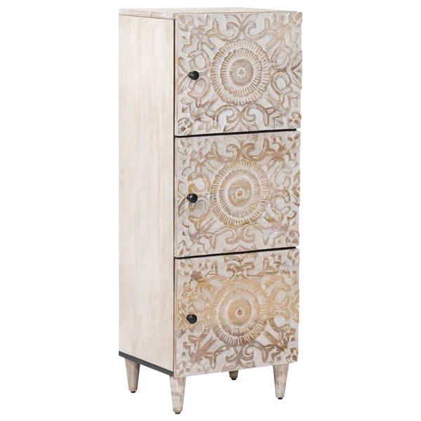 vidaXL Vysoký stolík Biela 40 x 33,5 x 110 cm Masívne mango drevo
