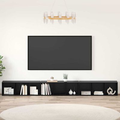 vidaXL Zostava TV skriniek Nástenný 3 pcs Čierny dub 37 x 35 x 107 cm