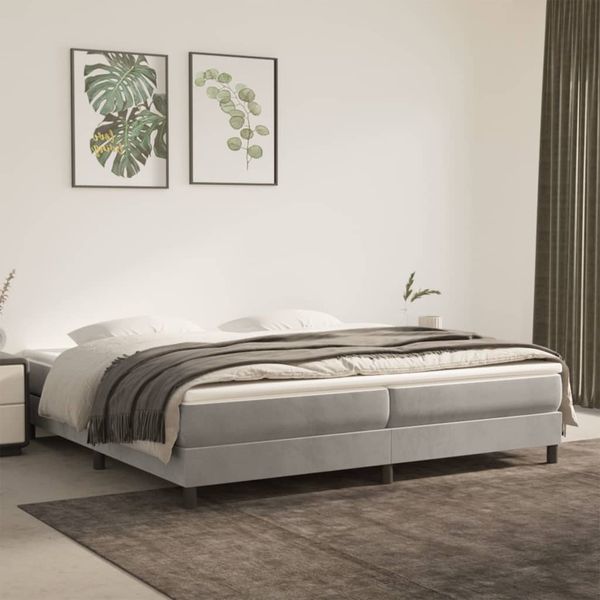 vidaXL Posteľný rám boxsping s matracom bledosivý 200x200 cm zamat