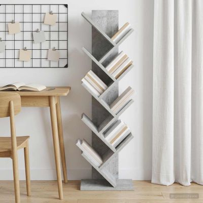 vidaXL Stromová knižnica 6-poschodová 30 x 18 x 100 cm Betónovo sivá