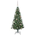 vidaXL Umelý predsvietený vianočný stromček Zelená 150 cm PVC a kov