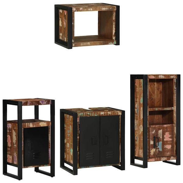 vidaXL Sada kúpeľňového nábytku Nástenný 4 pcs Masívne obnovené drevo