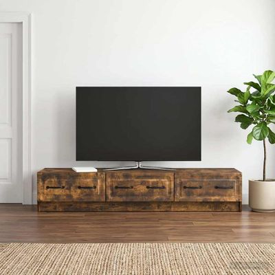 vidaXL TV skrinka 147 x 34,5 x 27 cm Dymový dub Kompozitné drevo