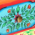 vidaXL Ručne maľovaný konzolový stolík 80x35x75 cm mangovníkový masív