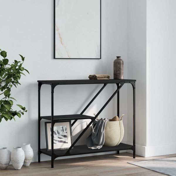 vidaXL Konzolový stolík čierny 88,5x30x75 cm kompozitné drevo
