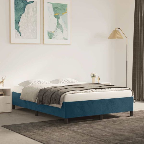 vidaXL Posteľ bez matraca tmavomodrá 140x190 cm zamat