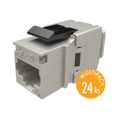 MULTIPACK 24 ks - rýchlozariezavací keystone Solarix CAT6A STP SXKJ-10 G-STP-BK-NA Component Level a 4PPoE certifikácia