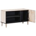 vidaXL TV skrinka Biela 80 x 31,5 x 46 cm Masívne mango drevo