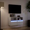 vidaXL TV nástenné skrinky s LED svetlami 2 ks biele 41x31x45 cm