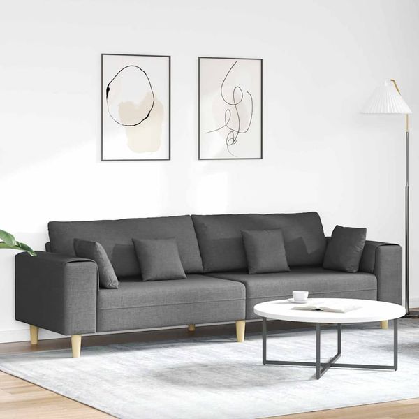 vidaXL Pohovka s vankúšom Tmavo šedá 250 x 77 x 76 cm látka