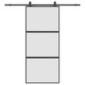vidaXL Posuvné dvere s kovaním čierne 90x205 cm tvrdené sklo