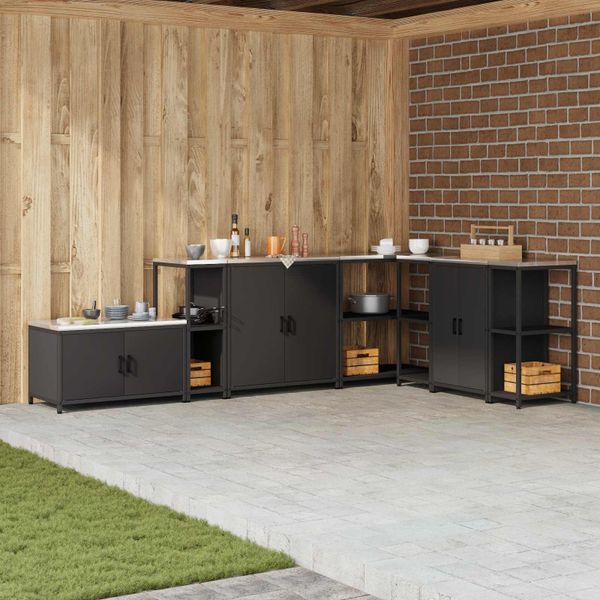 vidaXL Úložisko v kuchyni HATTEM Čierna 30 x 50 x 92 cm Oceľ