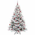 vidaXL Umelý vianočný stromček s 300 LED-i Biela 180 cm PE a PVC