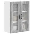 vidaXL Nástenný sklenený kabinet PORTO Sivý Sonoma 60 x 31 x 80 cm