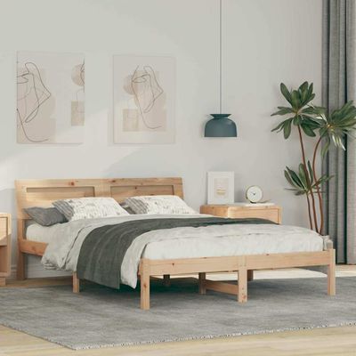 vidaXL Rám postele Hnedá 140 x 190 cm Masívne borovicové drevo