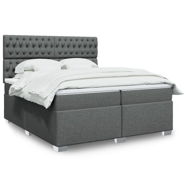 vidaXL Boxspring posteľ s matracom tmavosivá 200x200 cm látka