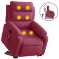 VidaXL Zdvíhacie masážne sklápacie kreslo vínovočervené zamatové