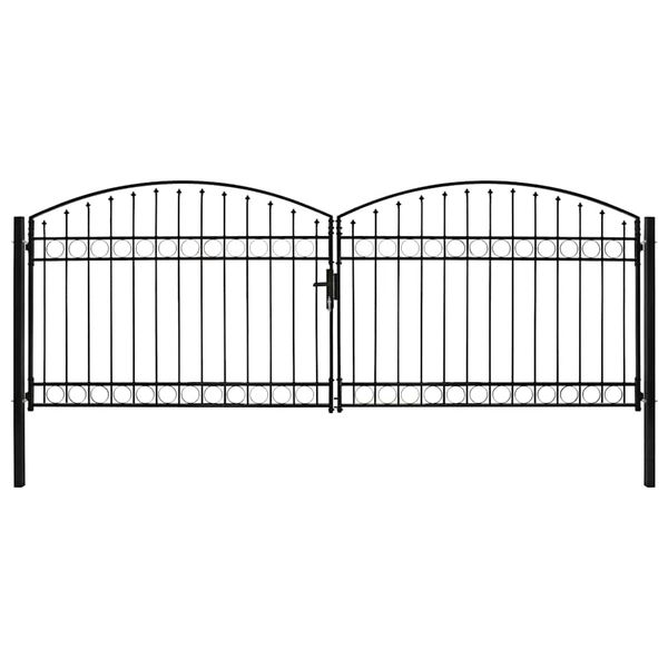 vidaXL Plotová brána ASSEN s dvojitými dverami a klenutým vrchom, oceľ 400x150 cm