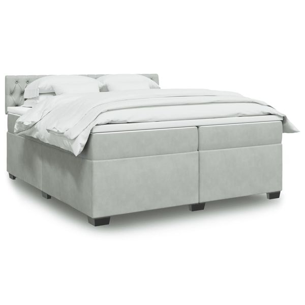 vidaXL Posteľný rám boxsping s matracom bledosivý 200x200 cm zamat