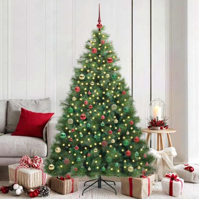 vidaXL Umelý vianočný stromček s 300 LED-i Zelená 180 cm PE a PVC