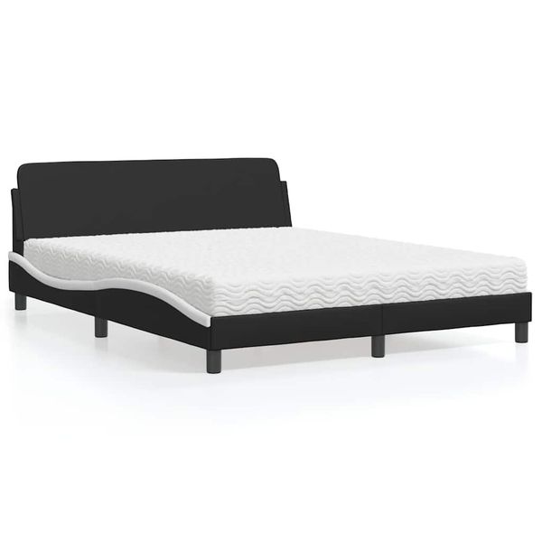 vidaXL Posteľ s matracom Dover čierno-biela 160x200 cm umelá koža