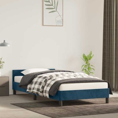 vidaXL Rám postele bez matraca tmavomodrý 90x200 cm zamat