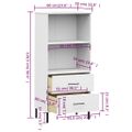 vidaXL Knižnica s 2 zásuvkami biela 60x35x128,5 cm masívne drevo OSLO