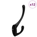 vidaXL Vešiak na oblečenie 12 ks Čierna 102 x 29 x 47mm Zliatina zinku