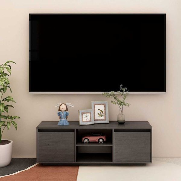 vidaXL TV skrinka sivá 110x30x40 cm borovicový masív