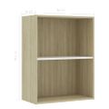 vidaXL Knižnica s 2 policami,biela a sonoma 60x30x76,5cm, drevotrieska