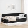 vidaXL Rohový rám postele s čelnou doskou Čierna 100 cm x 200 cm Zamat