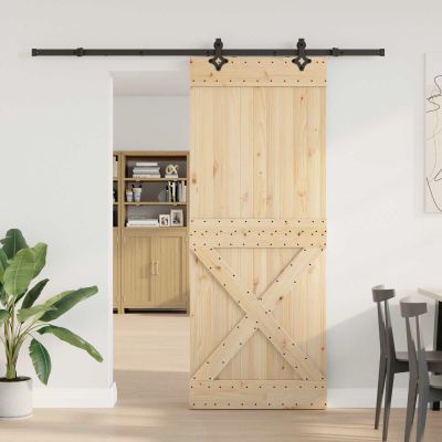 vidaXL Posuvné dvere NARVIK Prírodná a čierna 90 x 210 cm (213,5 cm)