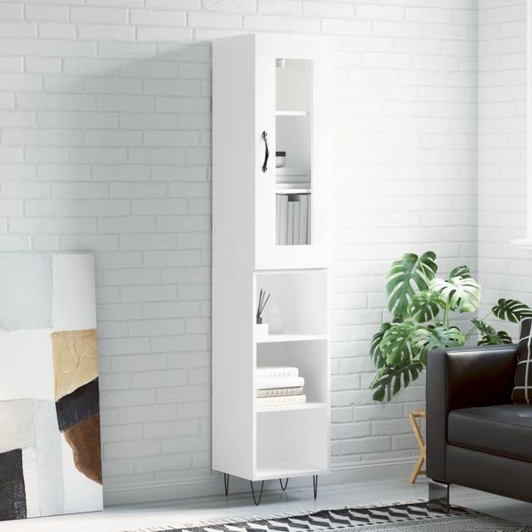 vidaXL Vysoká skrinka biela 34,5x34x180 cm spracované drevo